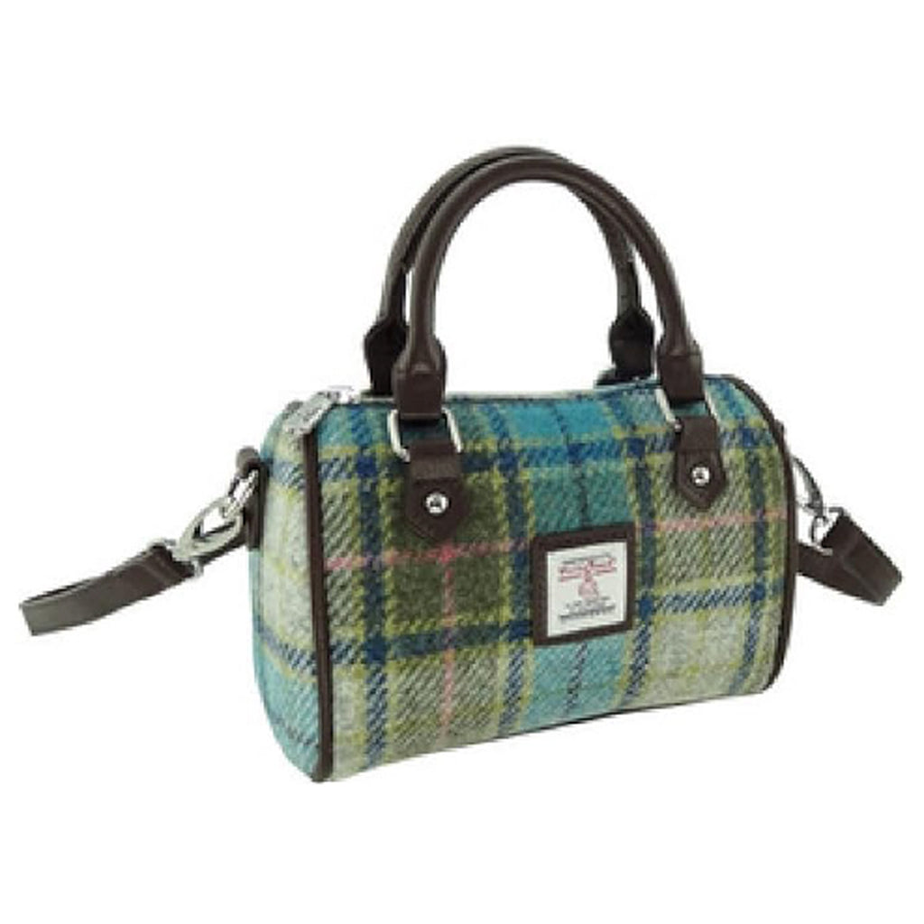 Harris Tweed Kilbride Mini Bowling Bag Turqoise Tartan