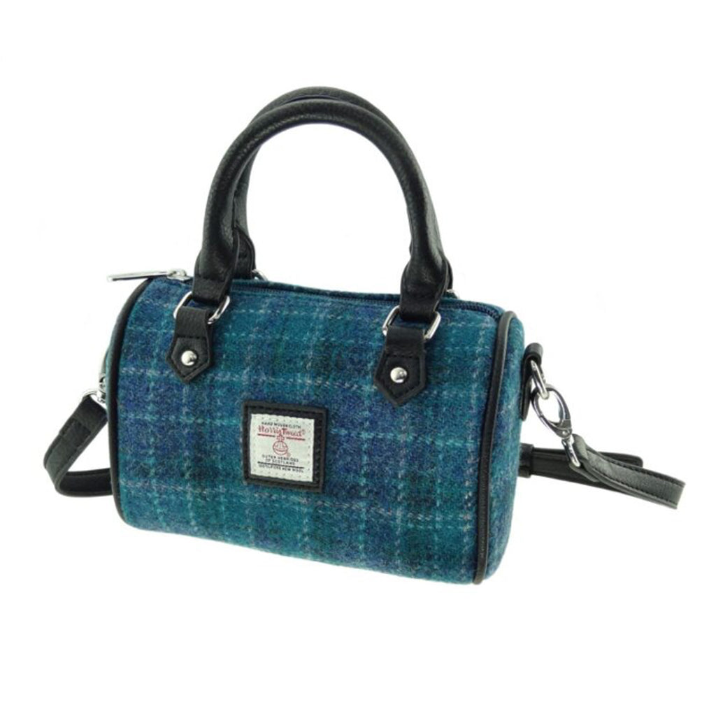 Harris Tweed Kilbride Mini Bowling Bag Sea Blue Check