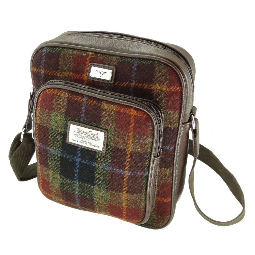 Harris Tweed Tay Travel Bag  Orange/Green Check