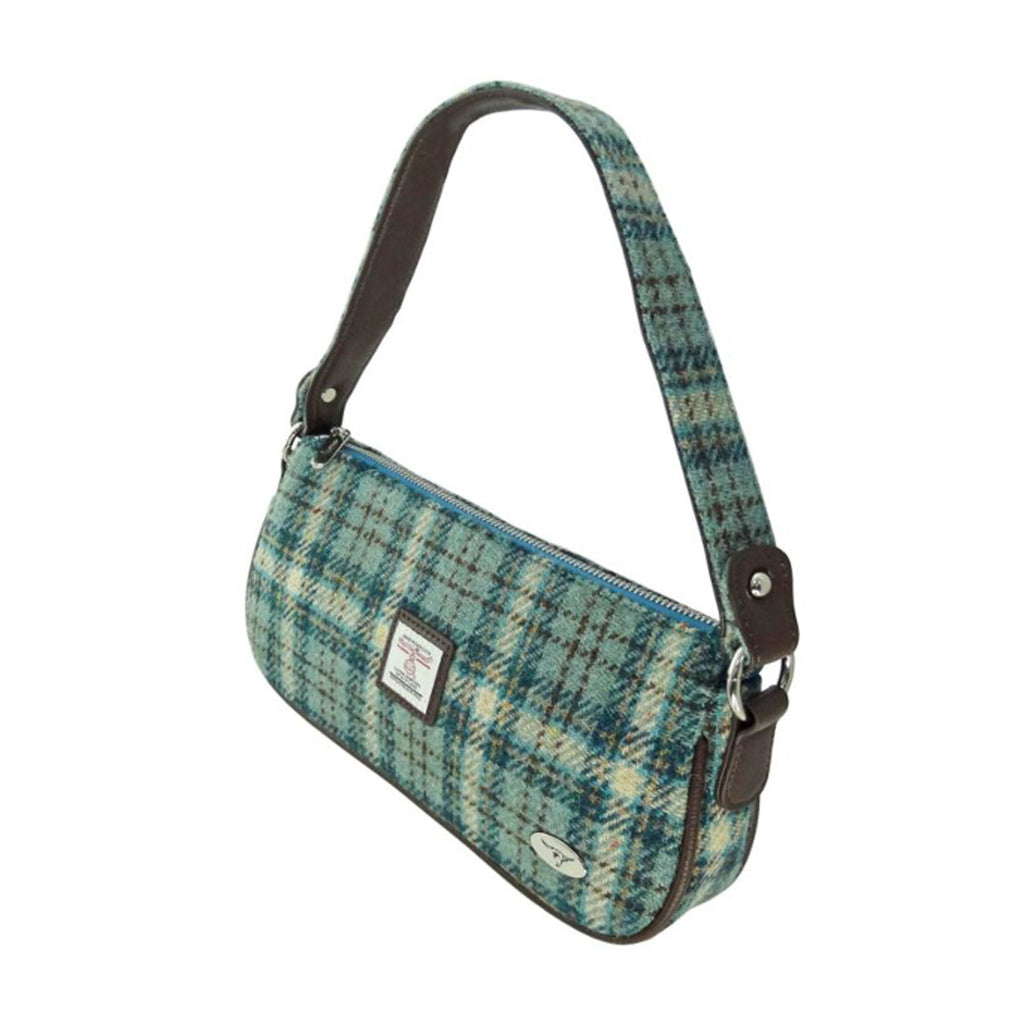 Harris Tweed Duchray Baguette Bag Duck Egg Cream Chk