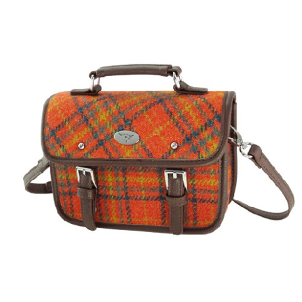 Harris Tweed Bervie Mini Satchel Deep Orange Check
