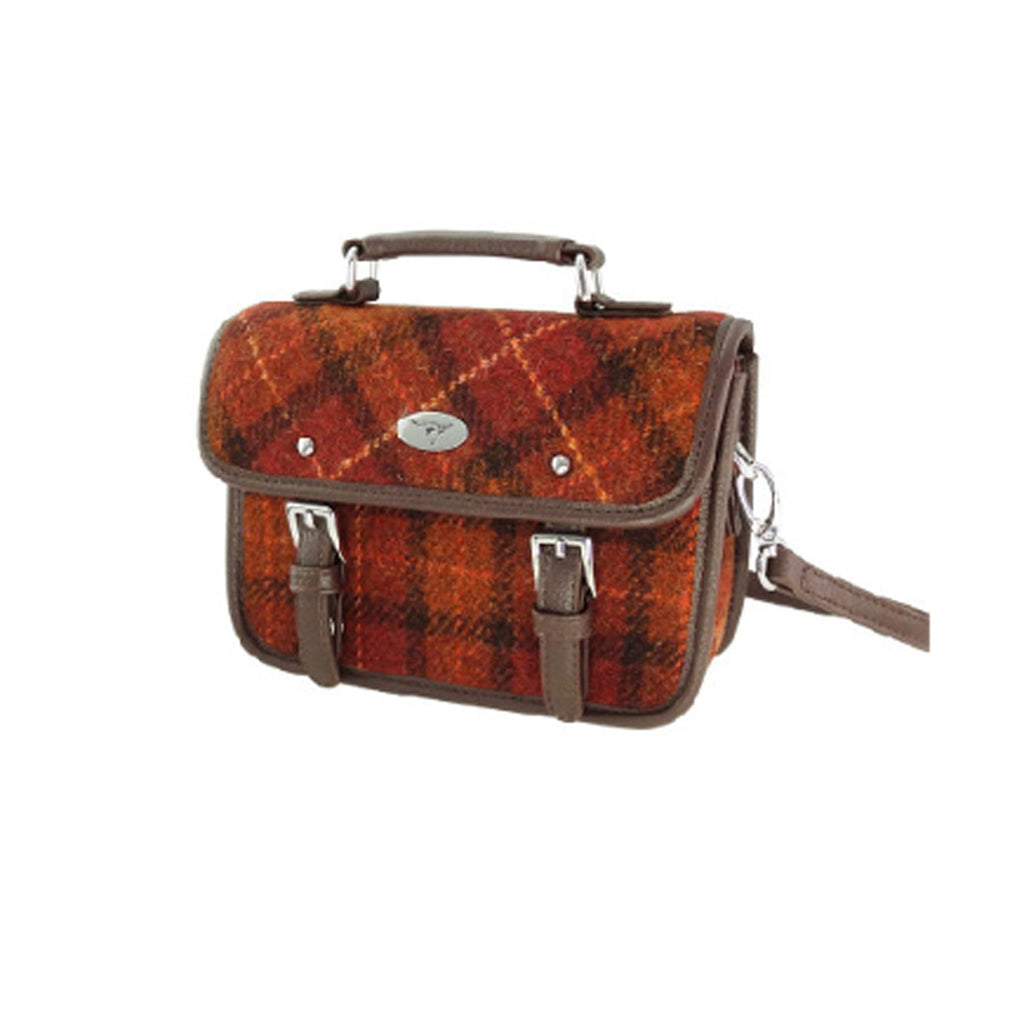 Harris Tweed Bervie Mini Satchel Rust/ Orange Overcheck