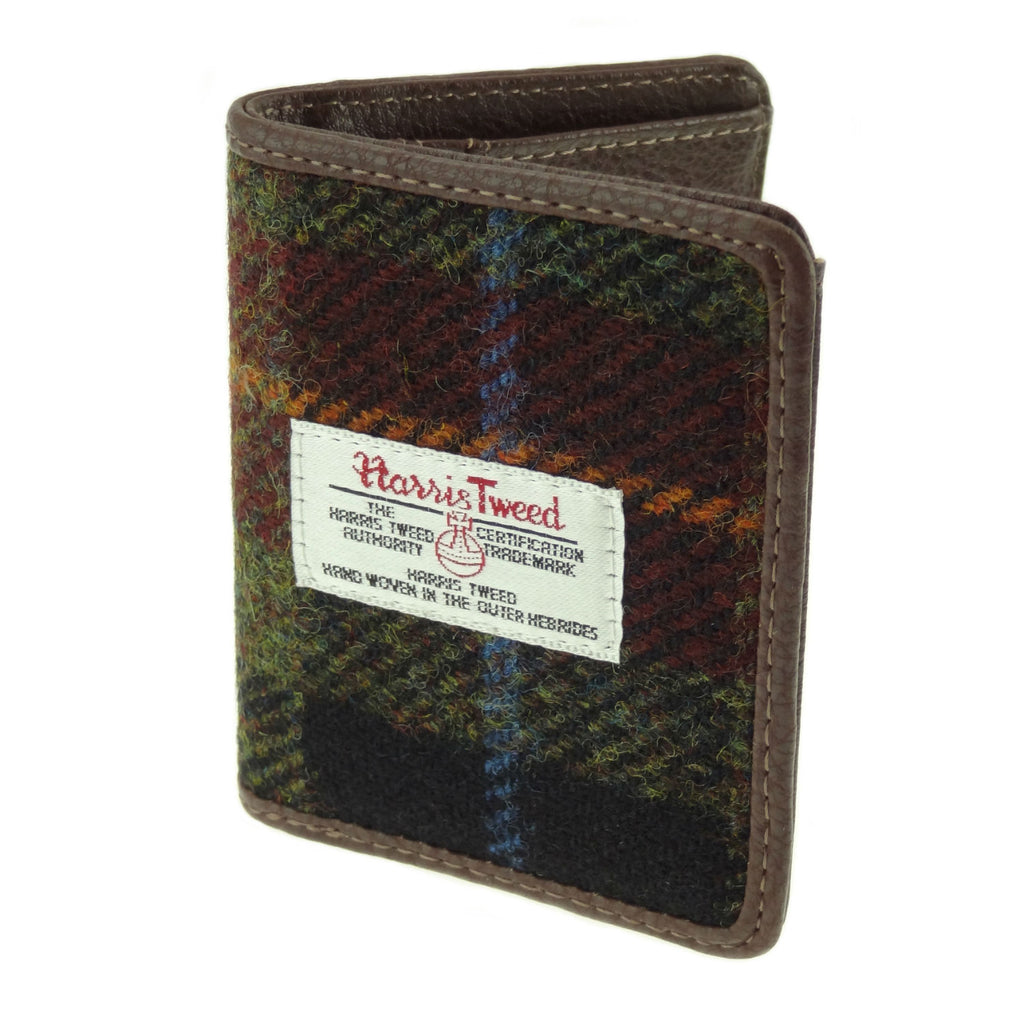 Harris Tweed 'Lewis' Credit Card Holder Orange/Green Check