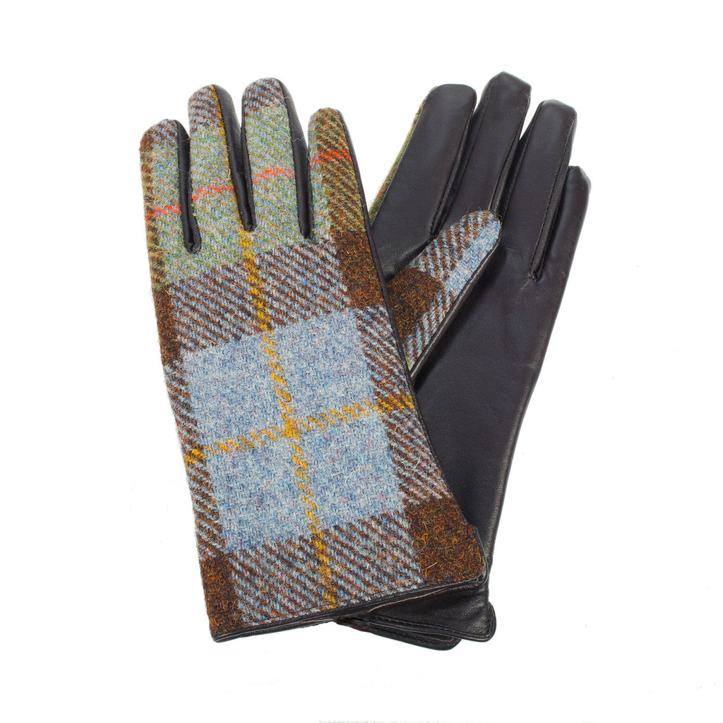 Women's Harris Tweed & Brown Leather Gl  Macleod Tartan