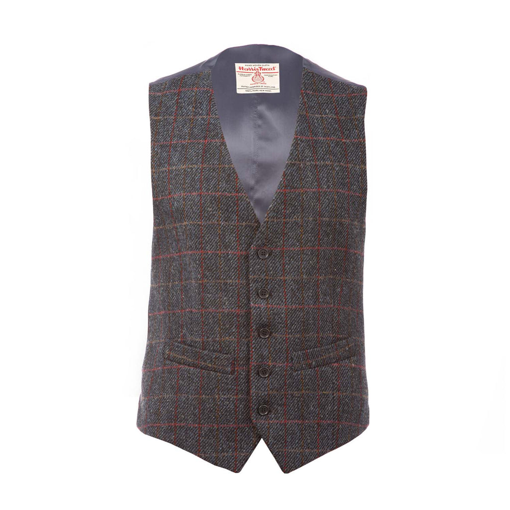 Harris Tweed Men's Wool Waistcoat - Lewis Blue Check
