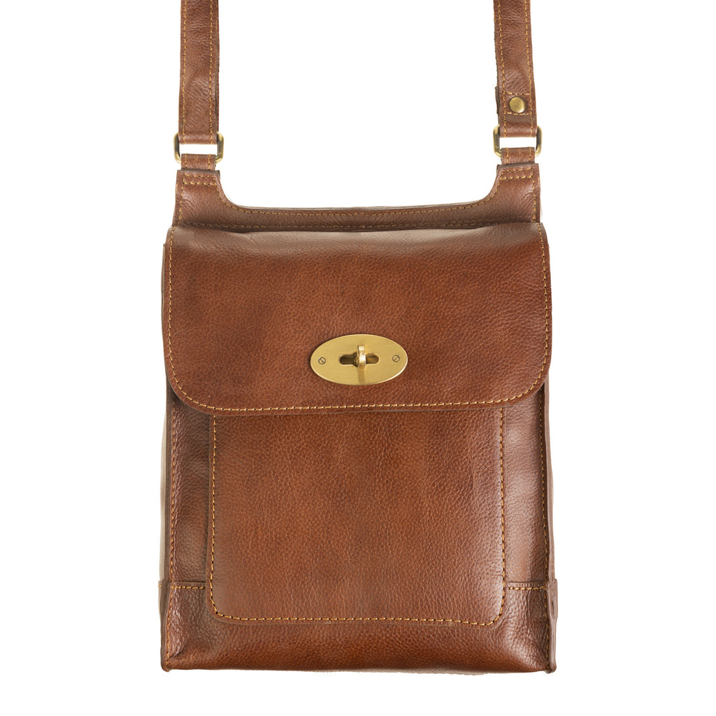 Small Leather Crossover  Bag Cognac