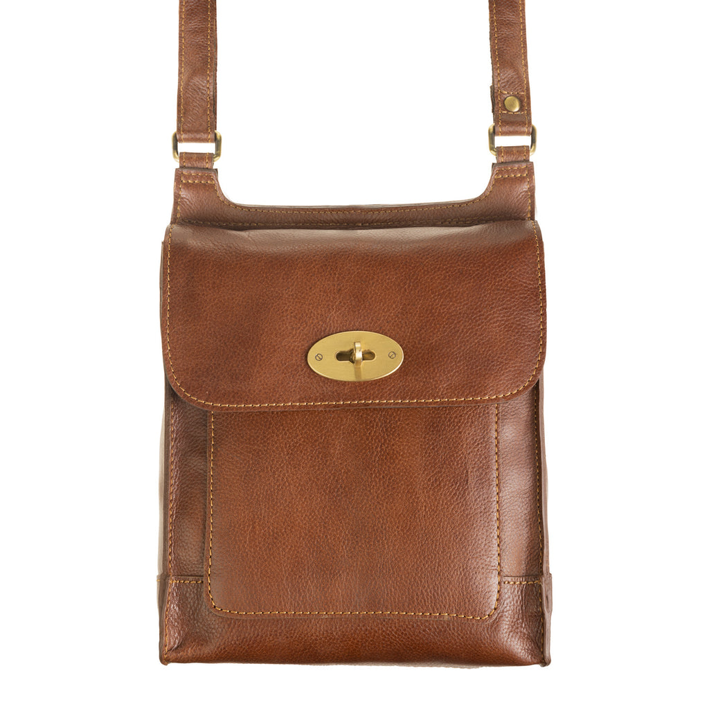 Small Leather Crossover  Bag Cognac