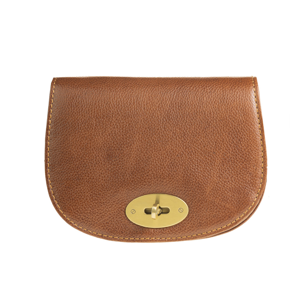Leather Baby Turn Lock Bag Cognac