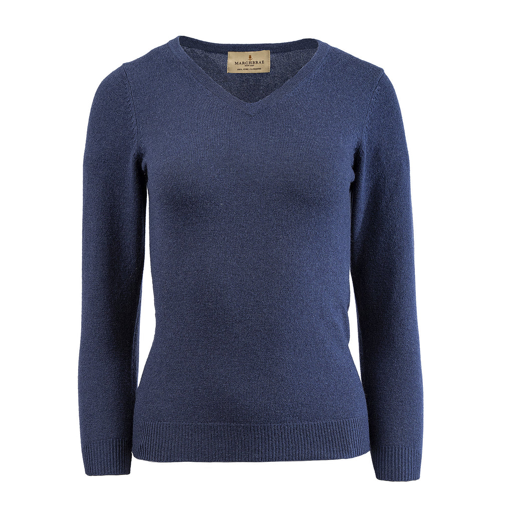 Ladies V-Neck Sweater True Navy