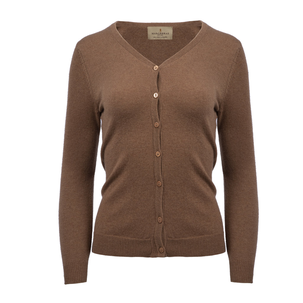 Ladies V-Neck Cardigan Bronze
