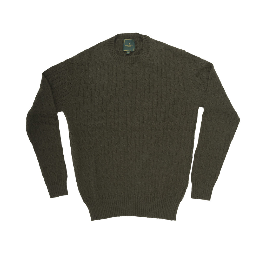 Marchbrae Gents Cable Crew Neck Military Green