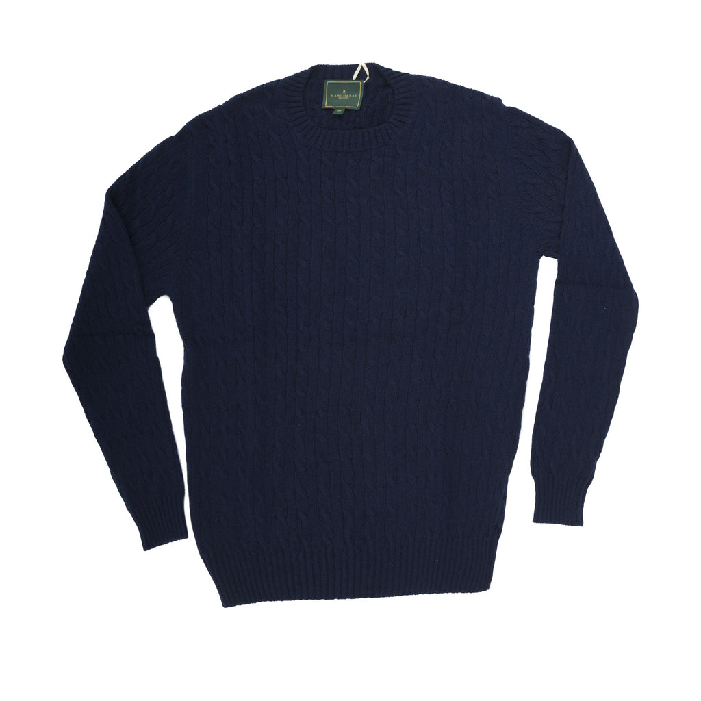 March Bae Marchbrae Gents Cable Crew Neck Navy | The Scotland Shop
