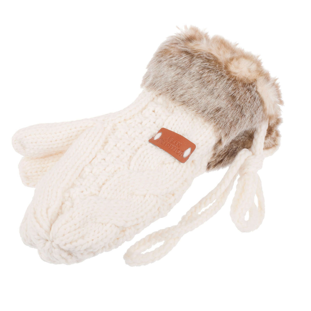 Women's Aran Tradtions Knitted Mittens  Cream