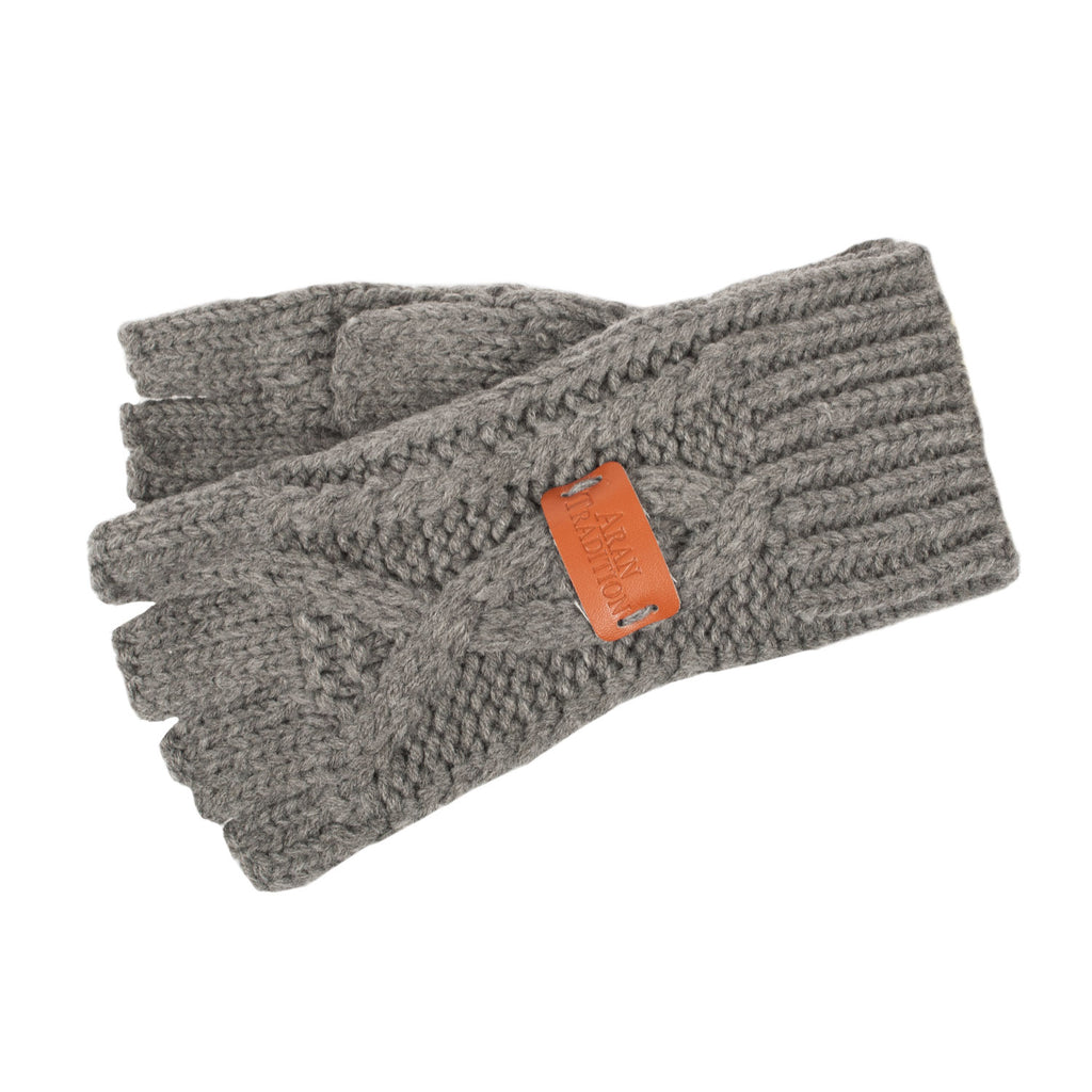 Women's Aran Traditons Cable Fingerless  Dark Grey