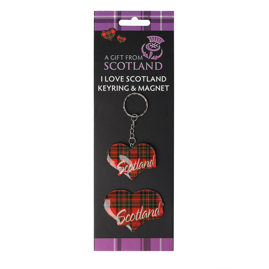 I Love Scotland Keyring + Magnet