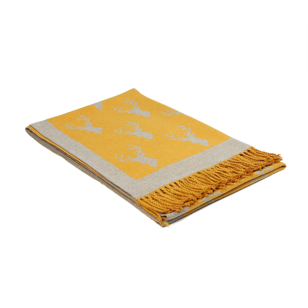 Scarf With Tassels Stag Ochre