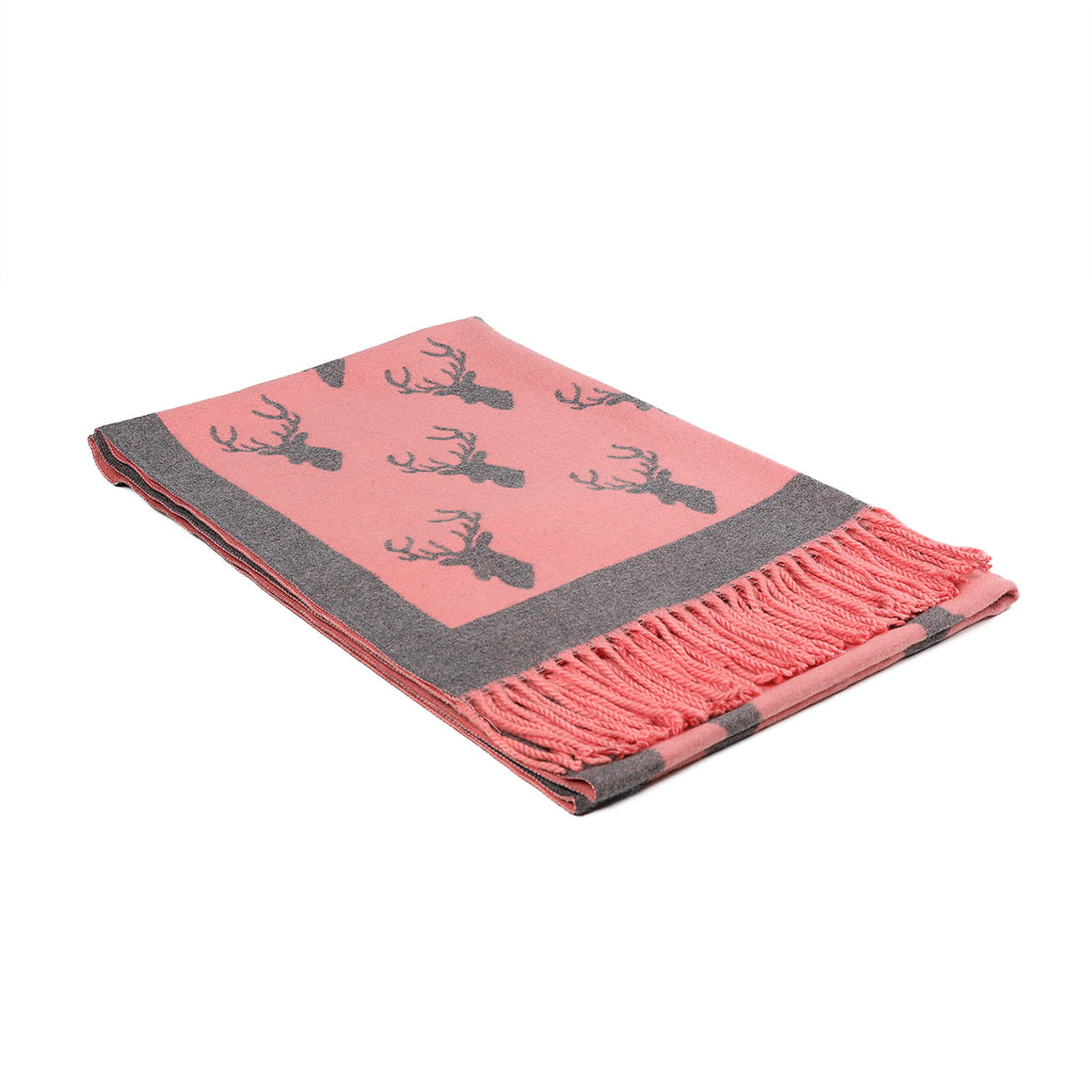 Scarf With Tassels Stag Pink