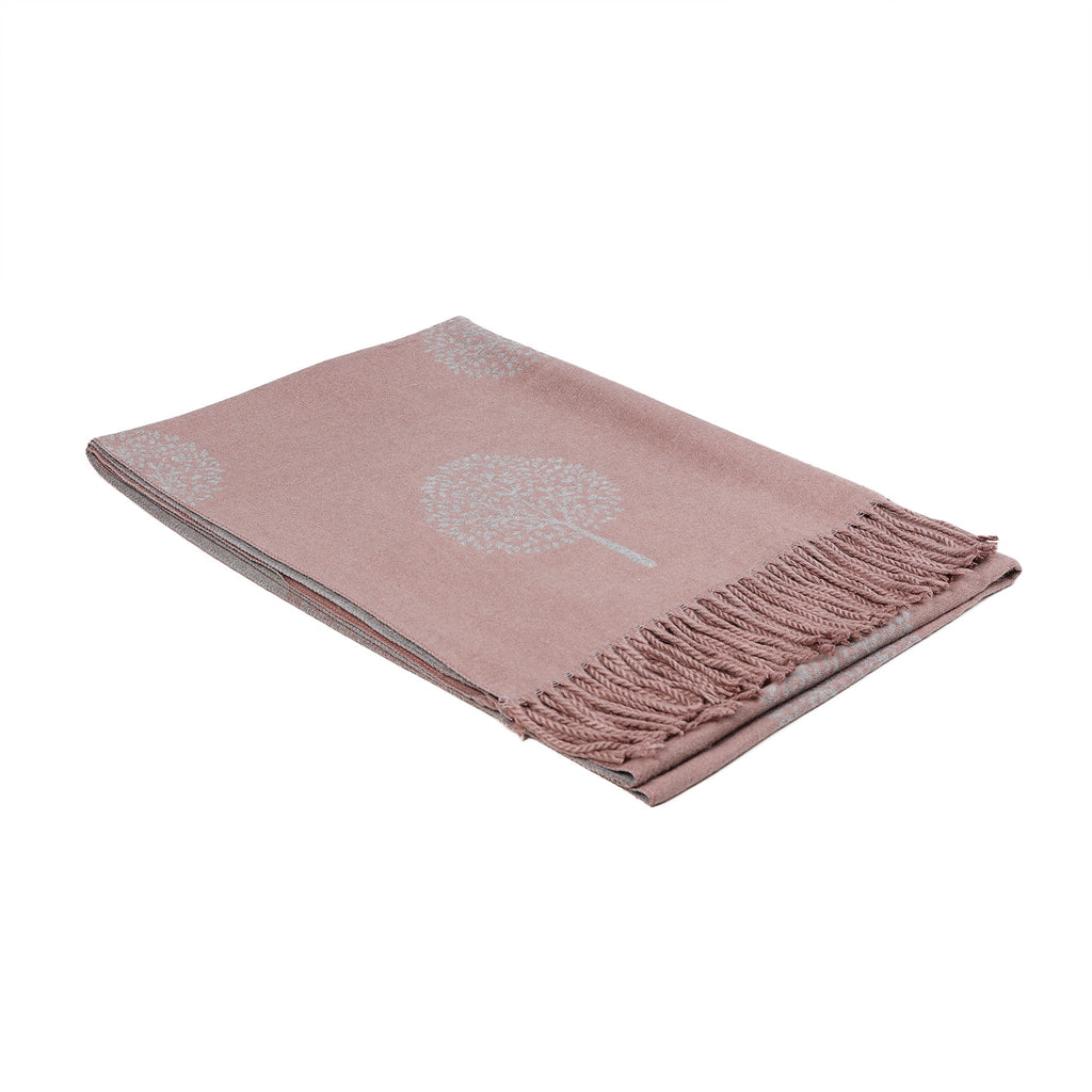 Scarf With Tassels Tree Of Life Dusky Pink