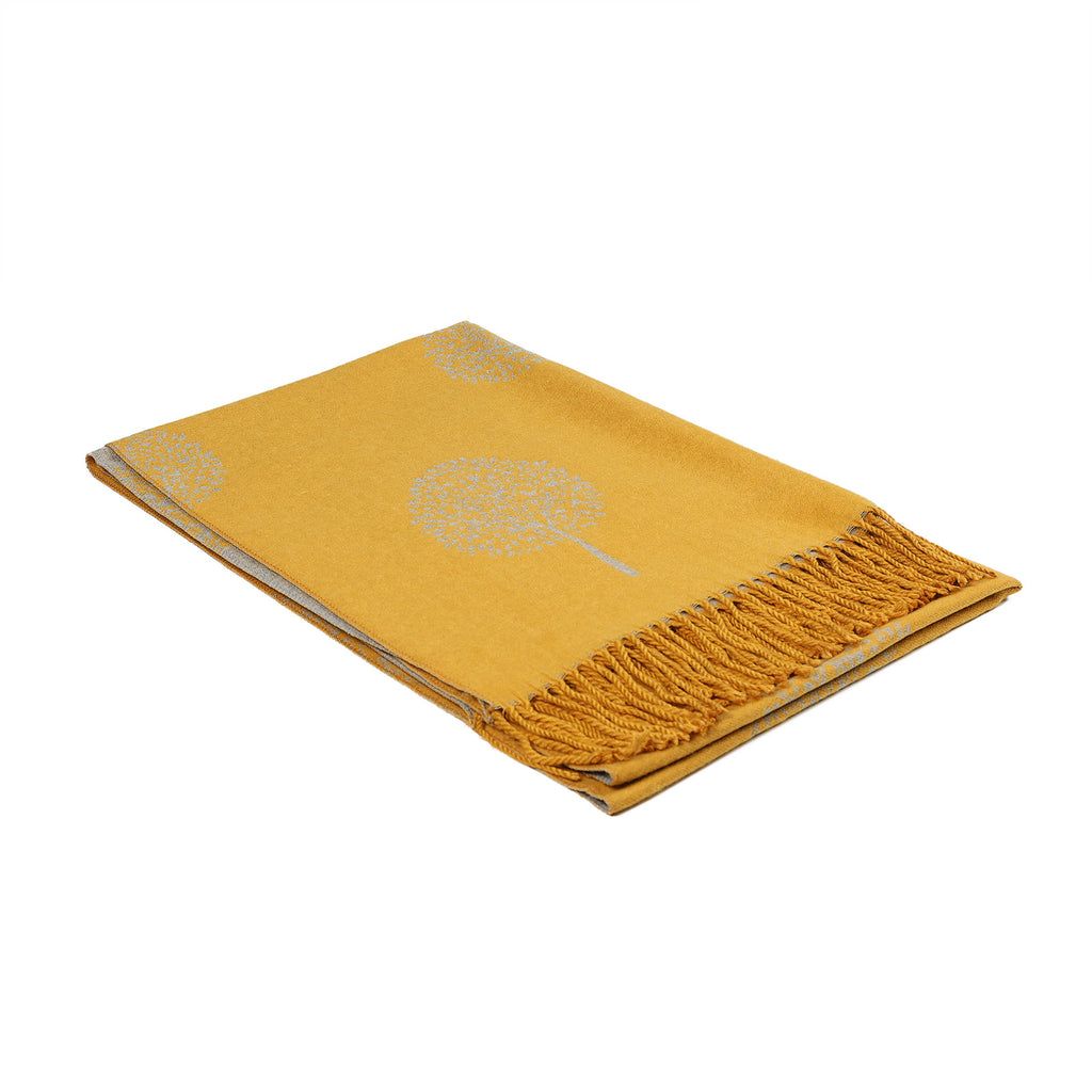 Scarf With Tassels Tree Of Life Ochre