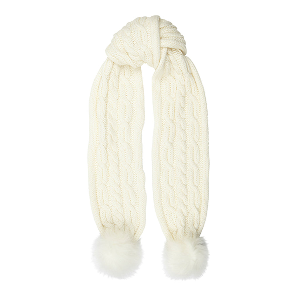 Aran Cable Pom Pom Scarf