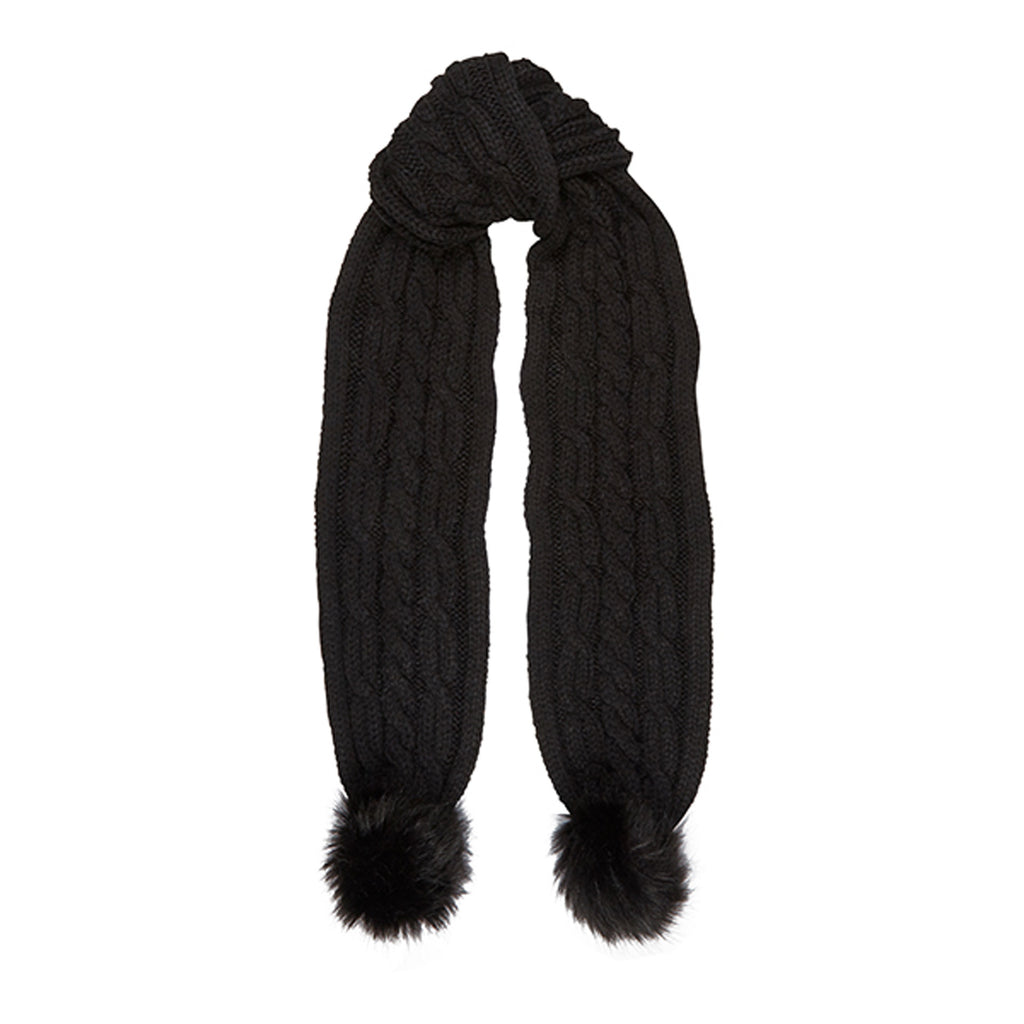Aran Cable Pom Pom Scarf