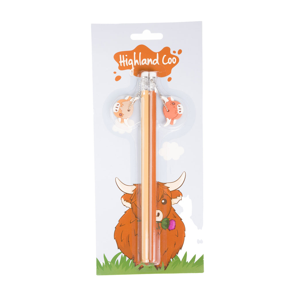 Highland Coo Cow Set Of 2 Charm Pencils