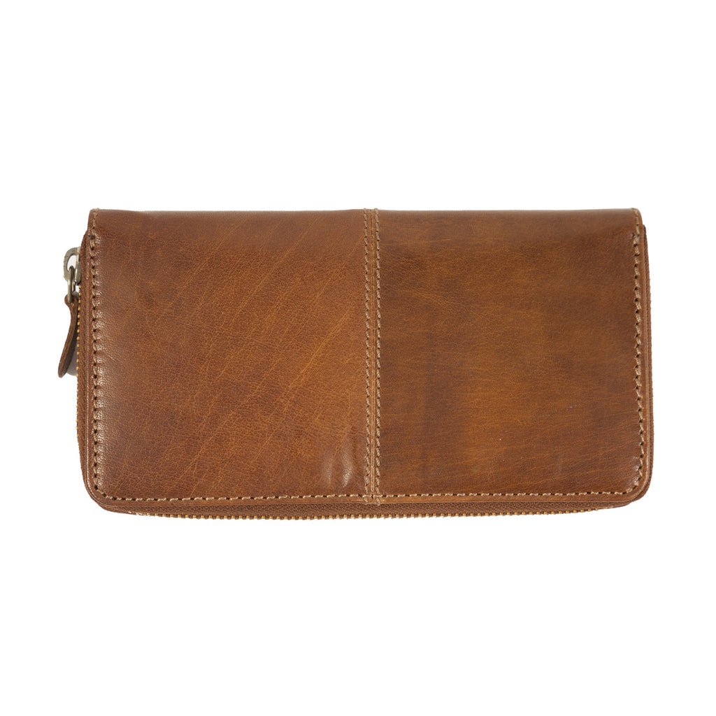 T-90 Ladies Zip Around Purse Chestnut