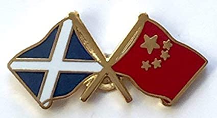 Saltire & China Crossed Flags Lapel Pin
