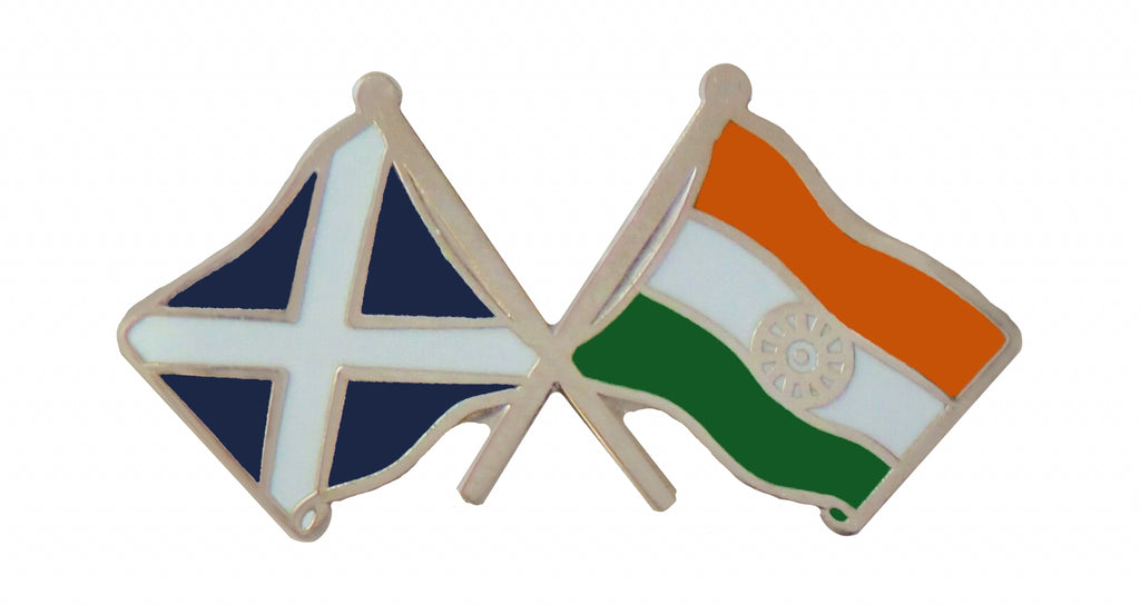 Saltire & India Crossed Flags Lapel Pin
